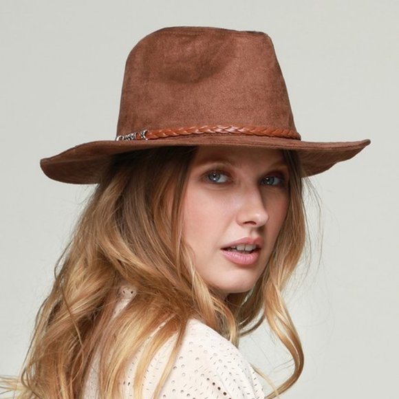 Faux Suede Panama Hat - Picture 1 of 4